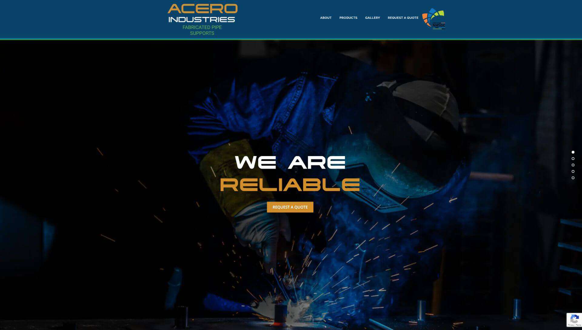 Acero Industries - Fabricated Pipe Supports - Sidekick Creative - Building Strong Online Presence for Small Business Success - Small business website design | Custom website solutions | Branding and identity | Website maintenance and updates